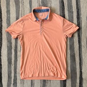 J. Crew Coral Polo Shirt with Blue Accents